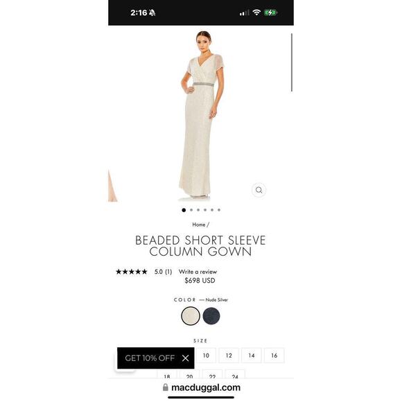 Mac Duggal 93678 Glitter Accented Fully Embellished Column Dress Nude Size 4 NWT - Picture 4 of 13